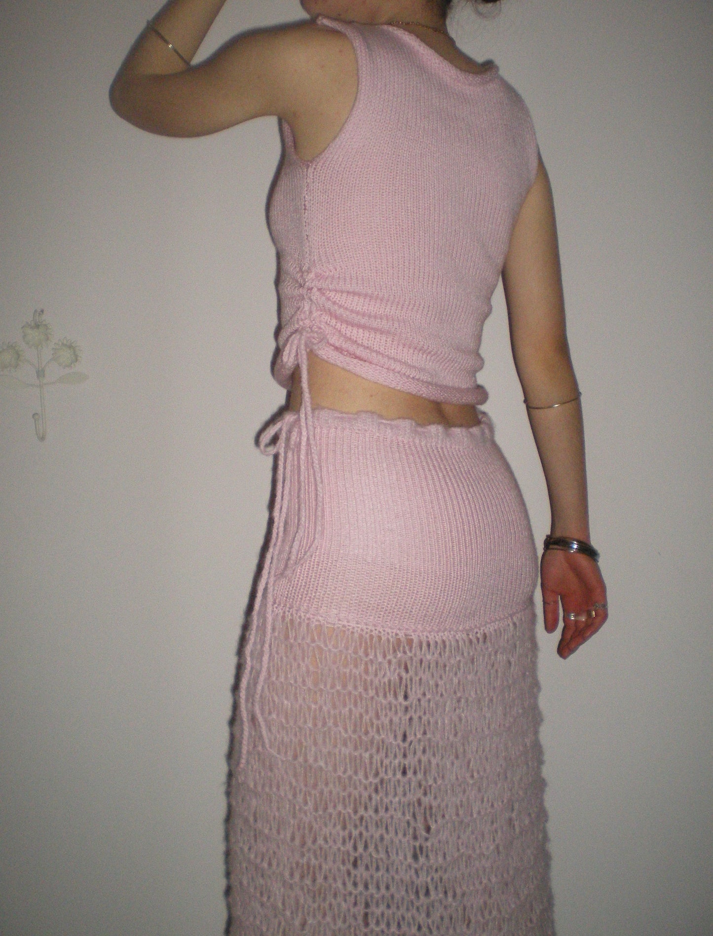Handmade baby pink ruched knitted vest