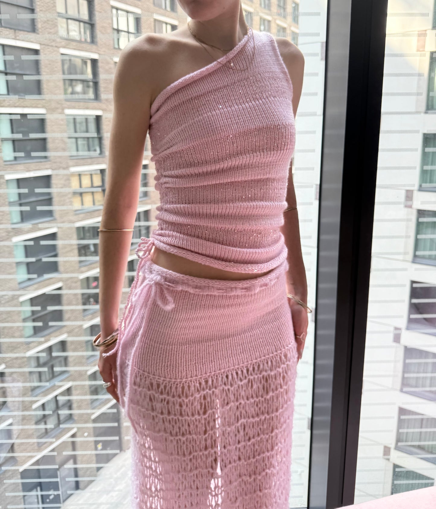 The Sakura Set - handmade baby pink knitted top & matching maxi skirt 🌸 2 top design options
