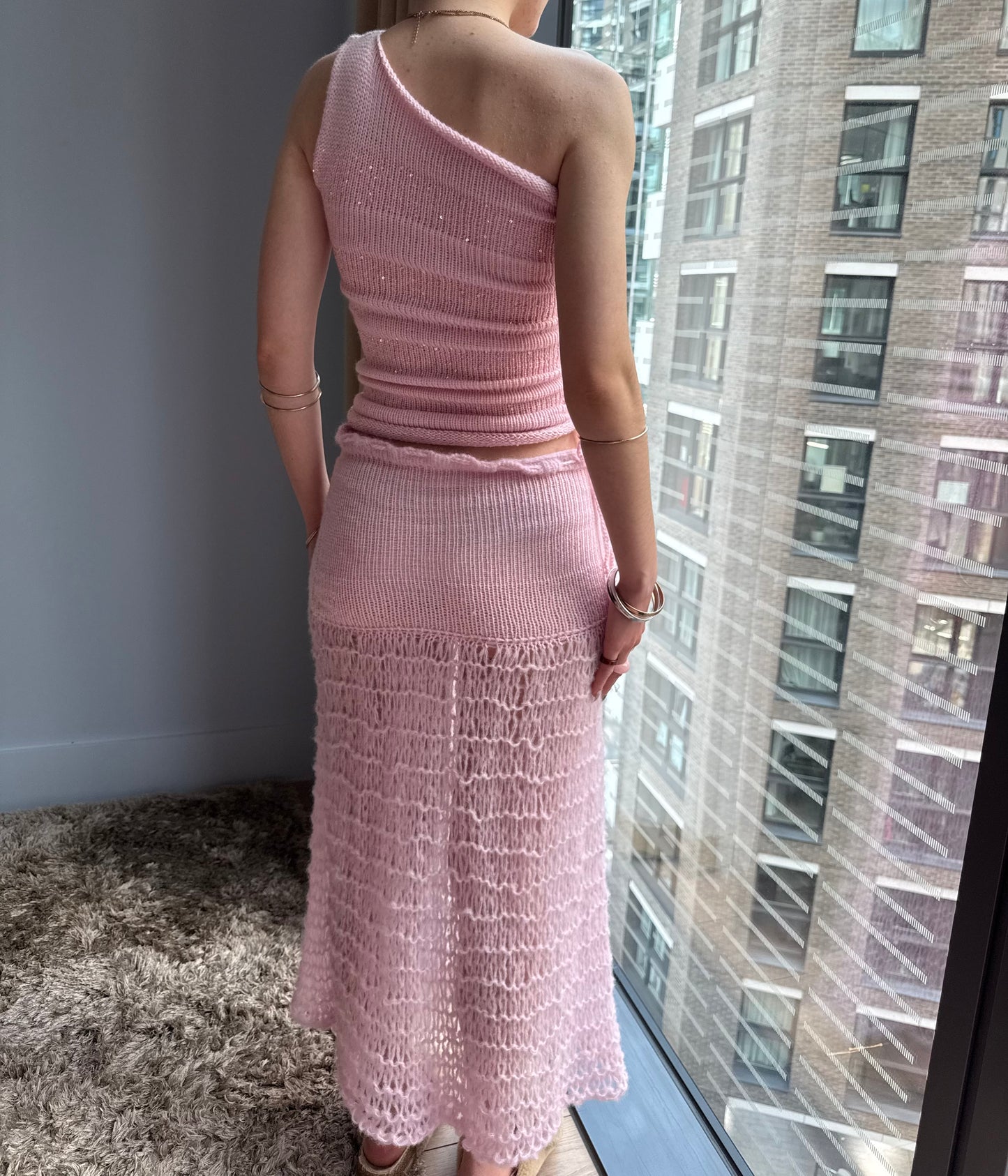 The Sakura Set - handmade baby pink knitted top & matching maxi skirt 🌸 2 top design options