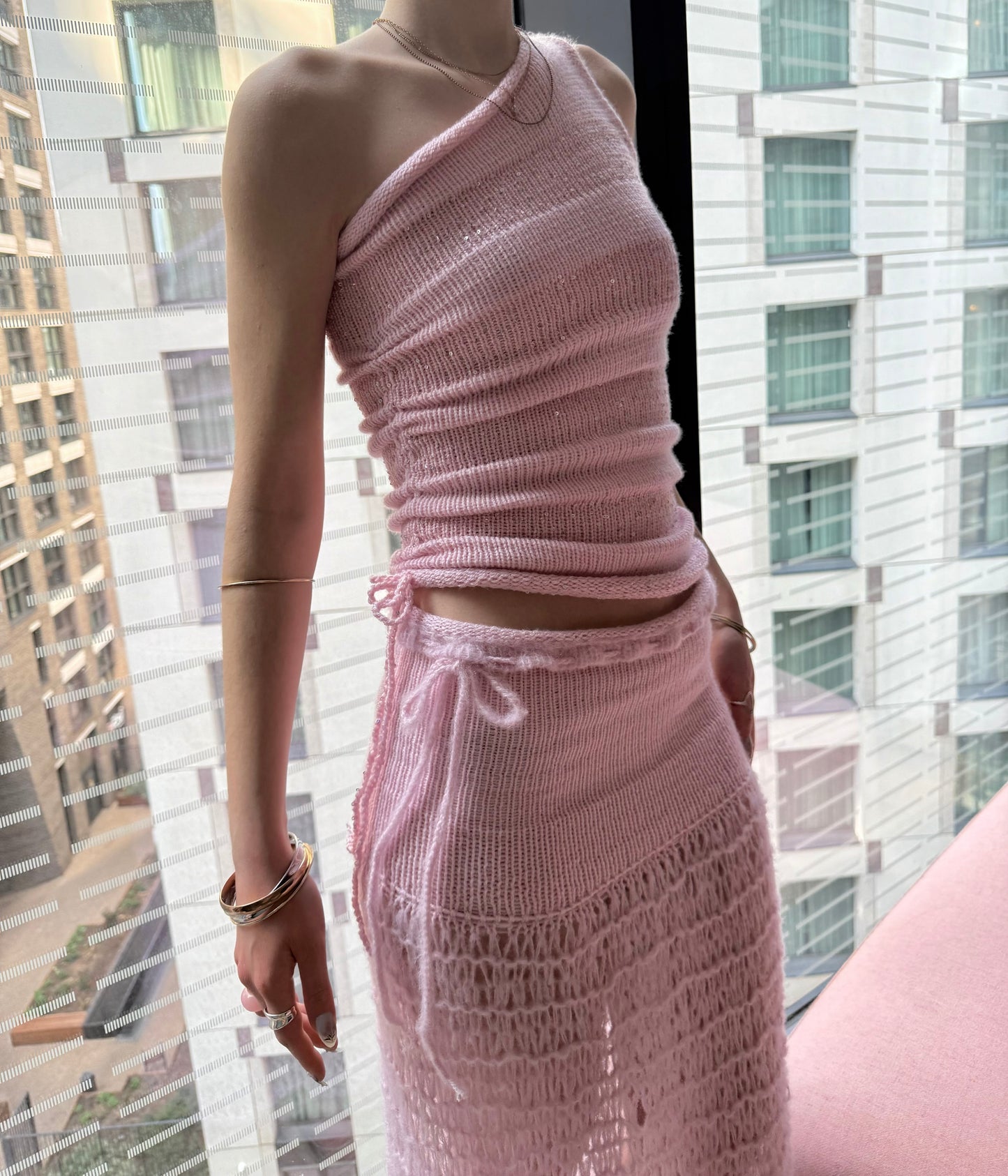 The Sakura Set - handmade baby pink knitted top & matching maxi skirt 🌸 2 top design options