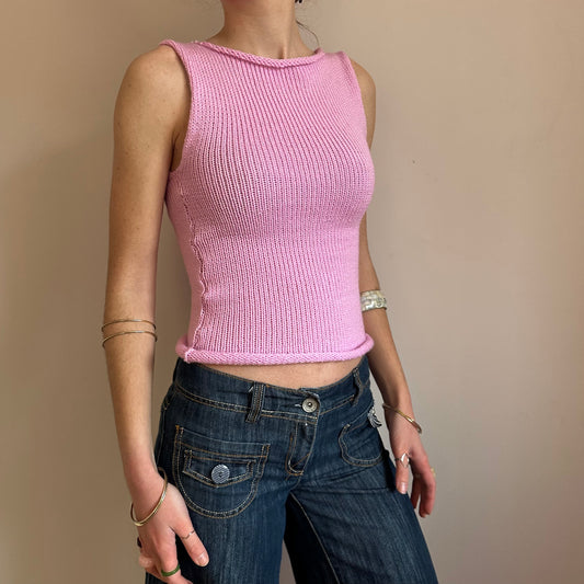 Handmade baby pink knitted vest top