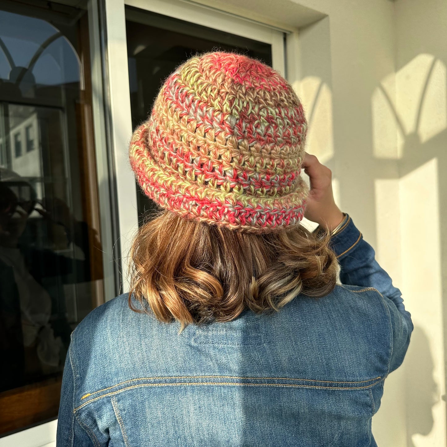 Handmade Fireburst chunky crochet bowler hat