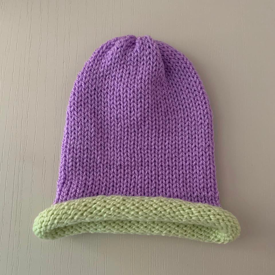 Handmade knitted colour block beanie hats - choose your colour