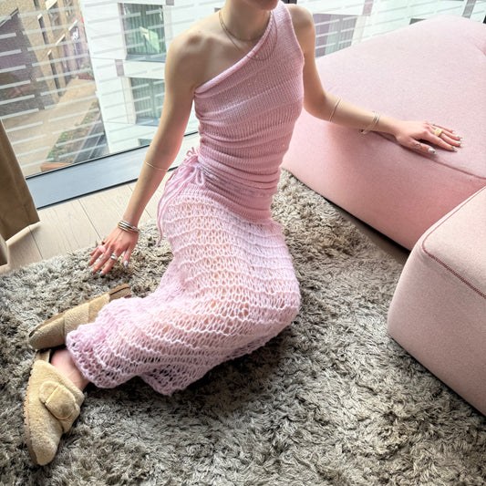 The Sakura Skirt - handmade floaty baby pink mesh maxi skirt