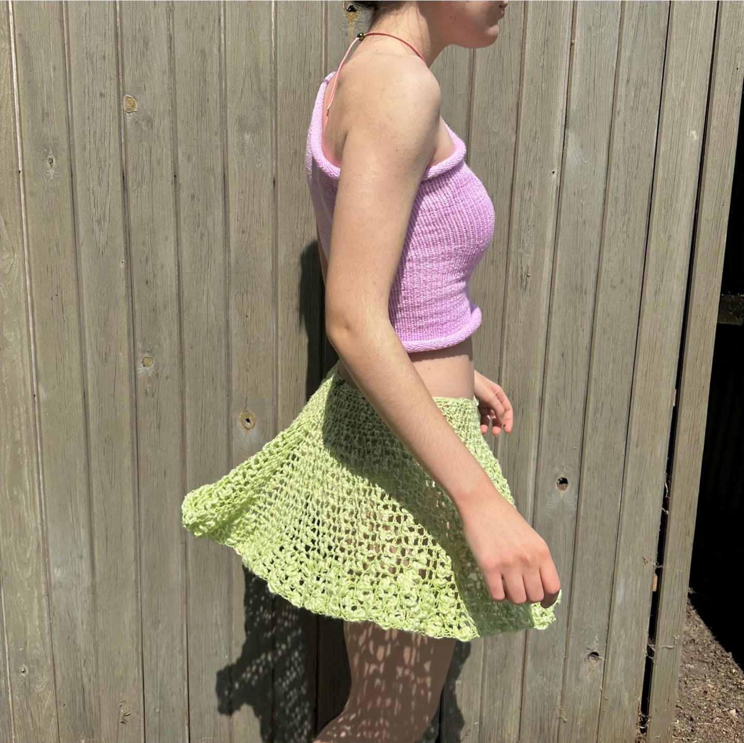 Handmade lace crochet rara skirt in green