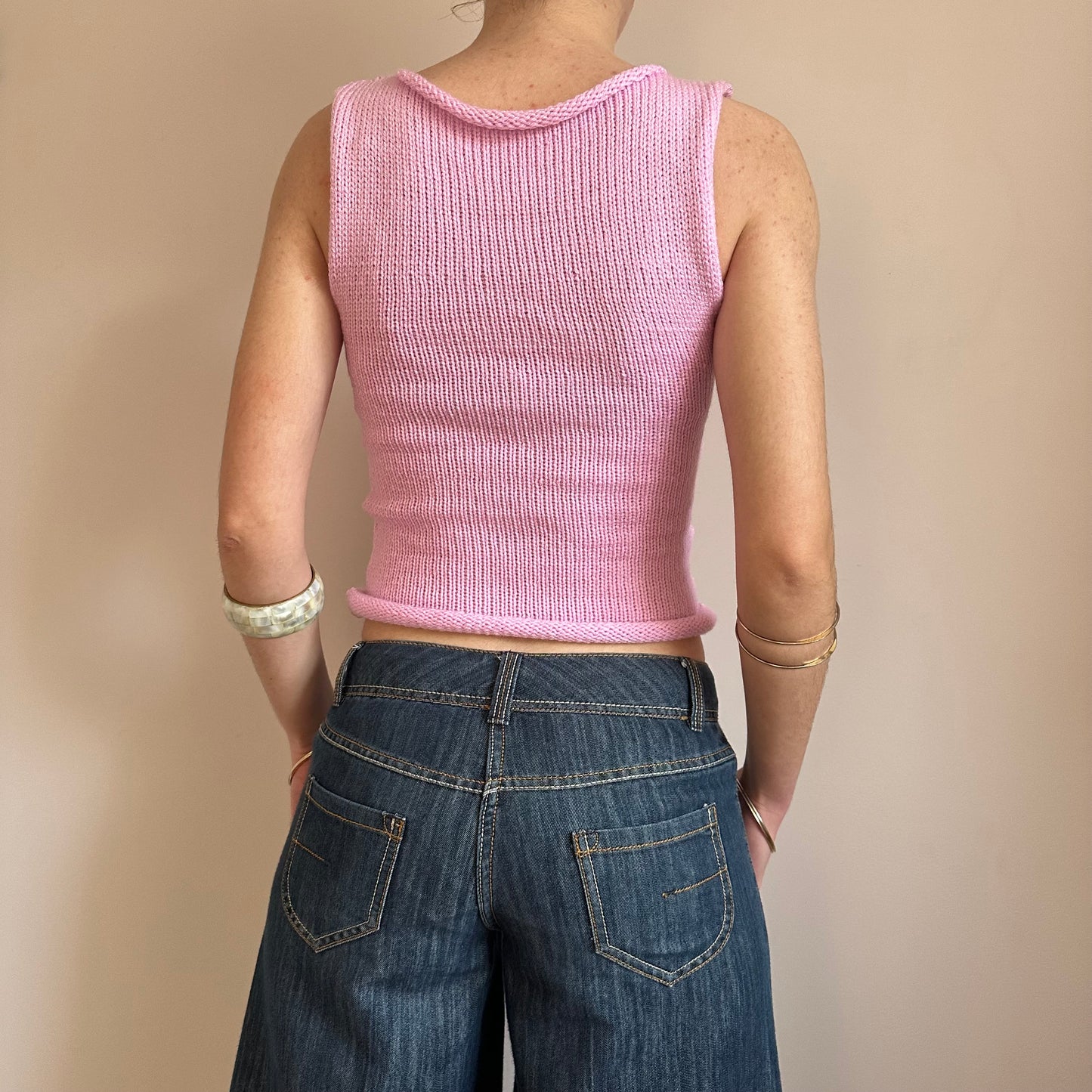 Handmade baby pink knitted vest top