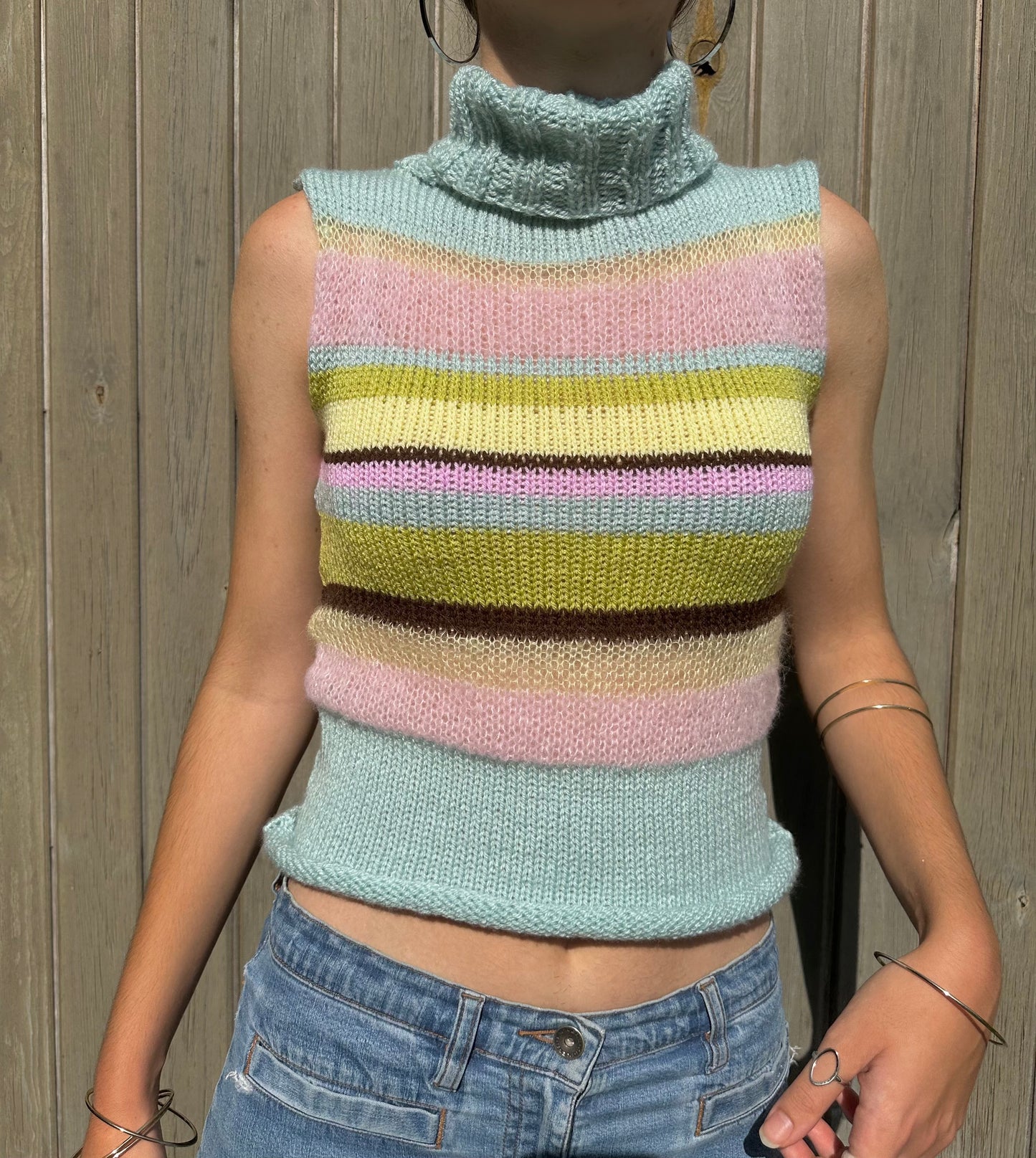 The Dahlia Vest - striped turtleneck knit vest