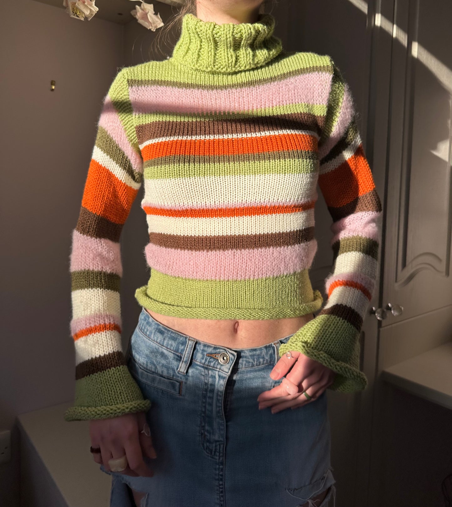 The Lola Jumper - striped roll neck knitted jumper