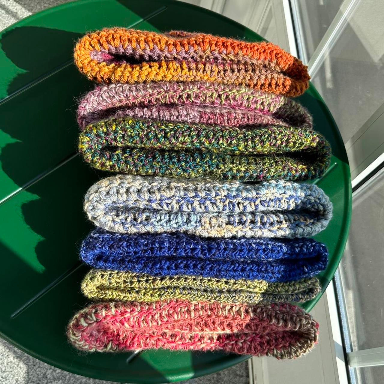 Handmade chunky multicoloured crochet bowler hat - choose your colour