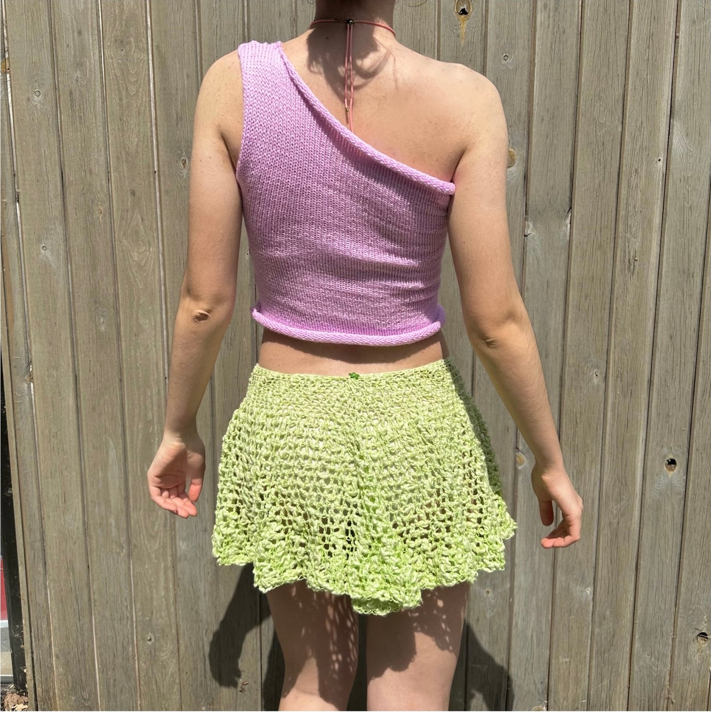 Handmade lace crochet rara skirt in green