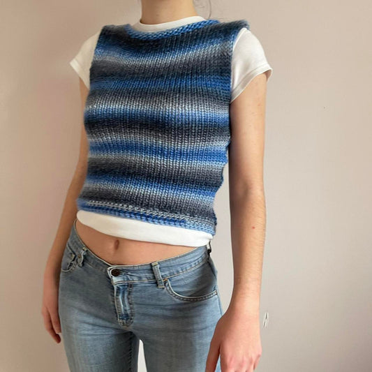 The Blue Daze Vest - handmade knitted sweater vest