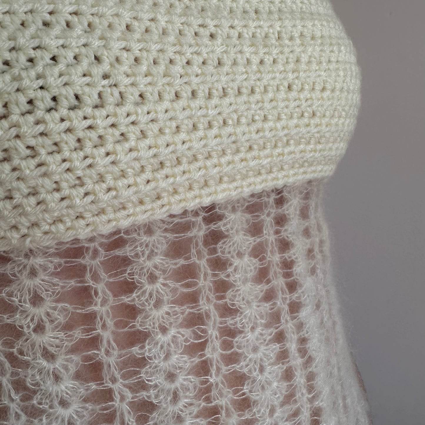Handmade crochet mohair lace cami top in cream