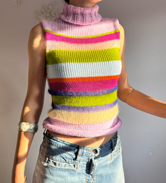 The Mariposa Vest - striped turtleneck knit vest