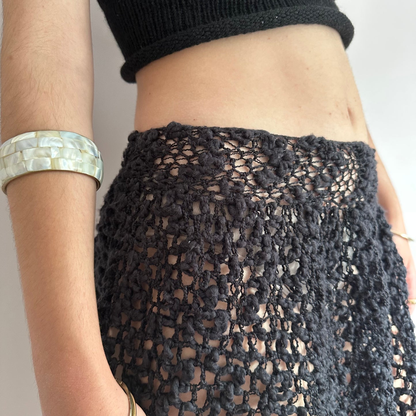 Handmade lace crochet rara skirt in black