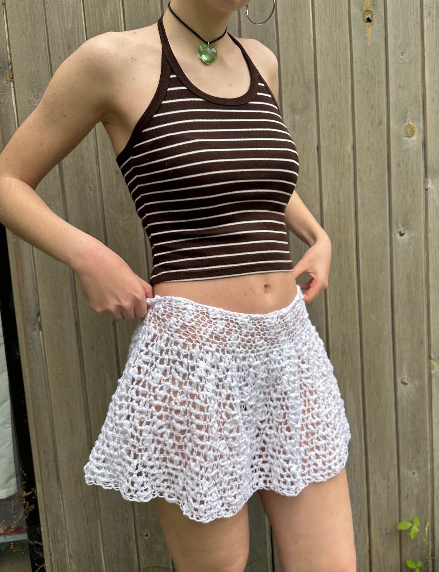 Handmade lace crochet rara skirt in white