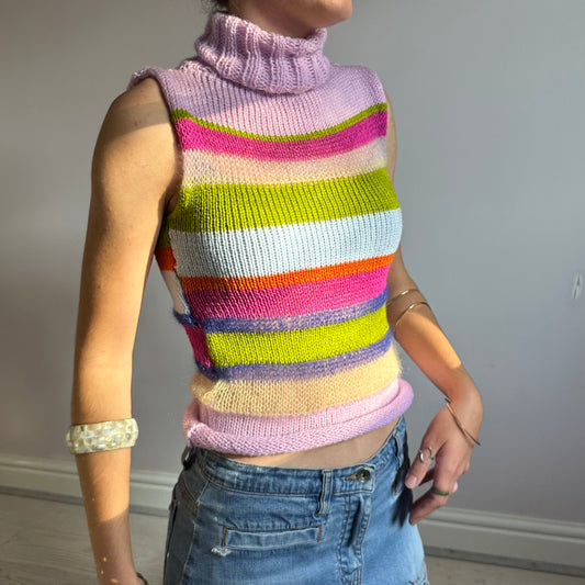 The Mariposa Vest - striped turtleneck knit vest