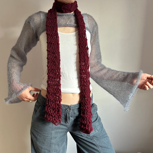 Handmade knitted ultra cropped mohair jumper / bolero in light grey