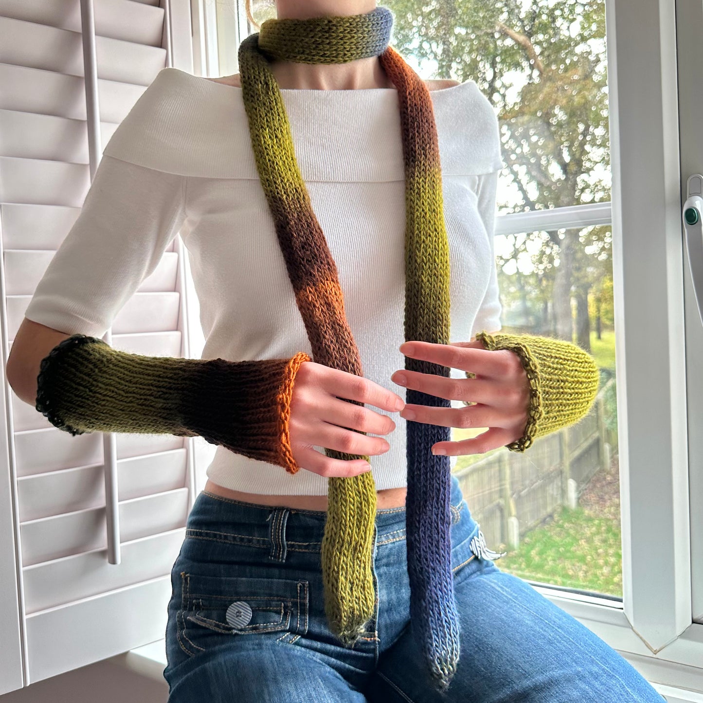 Handmade Aspen ombré knitted arm warmers