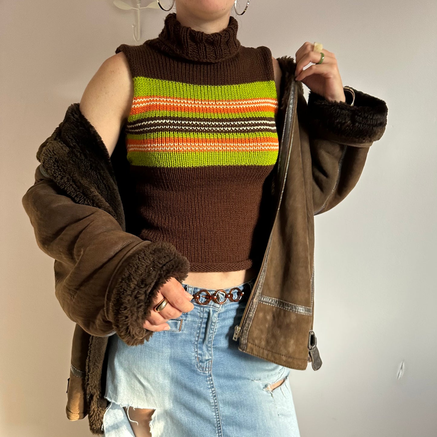 The Linea Vest - striped turtleneck knit vest