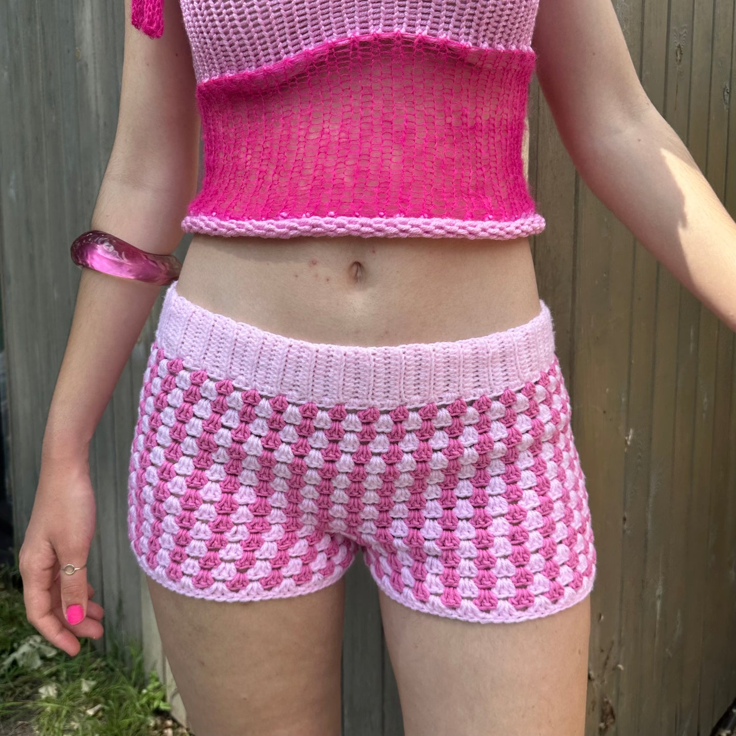 The Barbie Shorts 🎀 - handmade pink crochet shorts