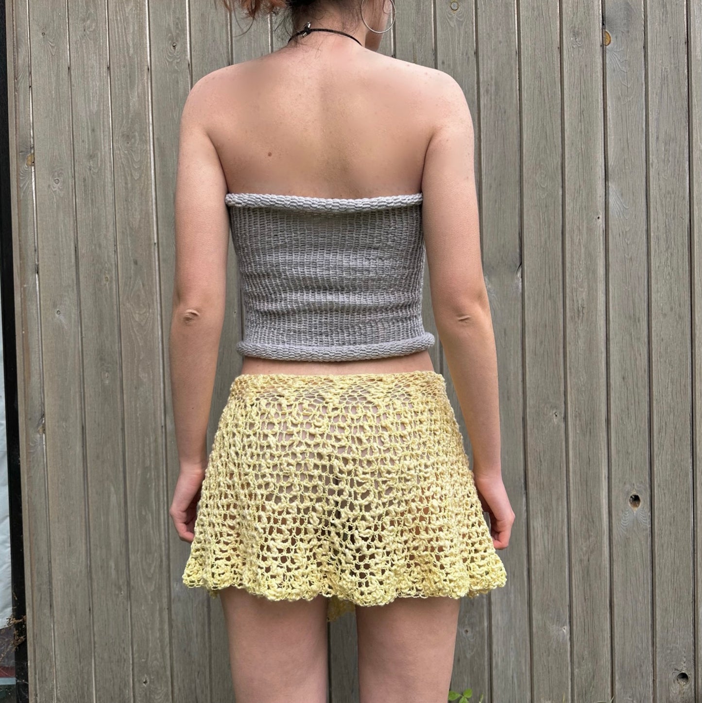 Handmade lace crochet rara skirt in pastel yellow