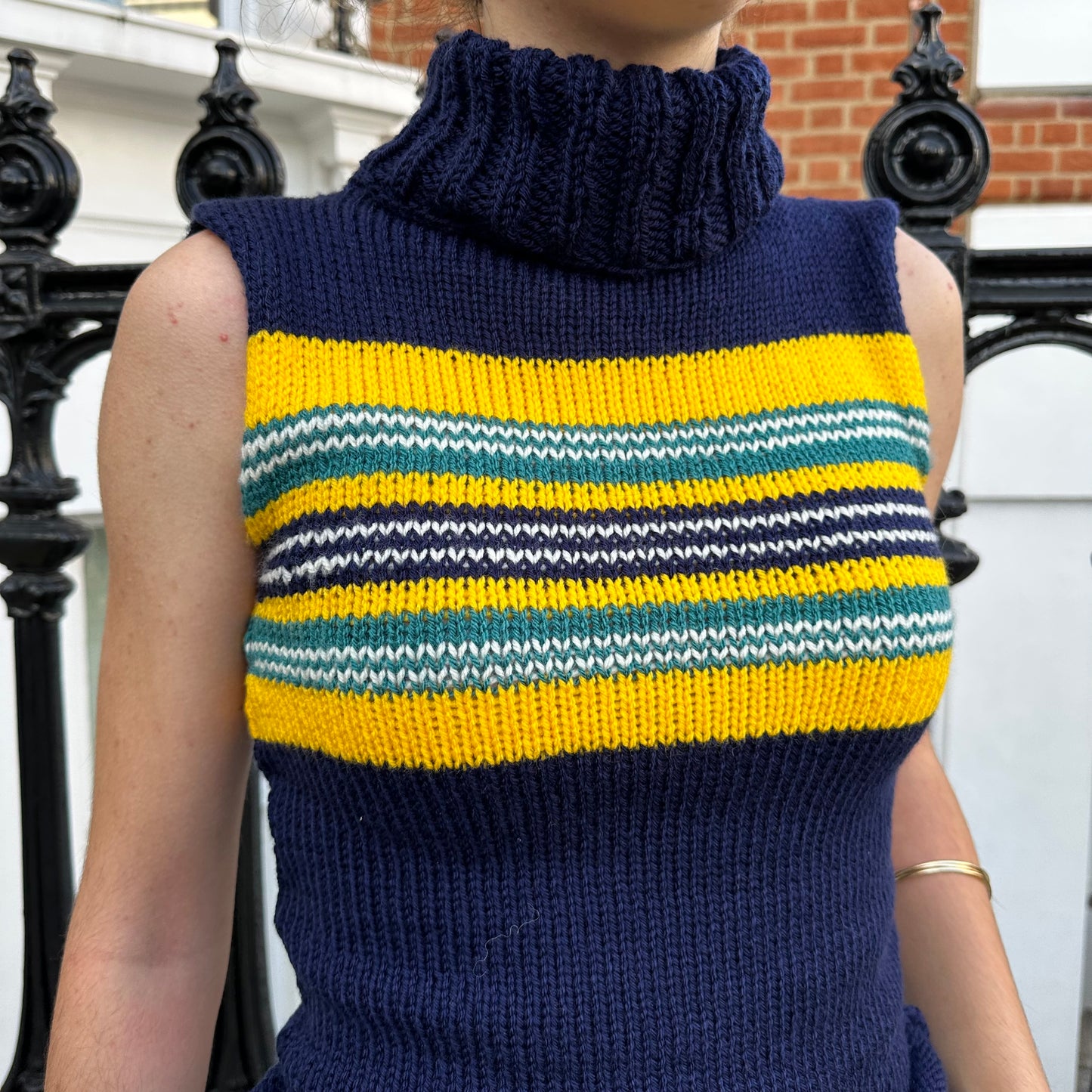 The Nova Vest - striped turtleneck knit vest