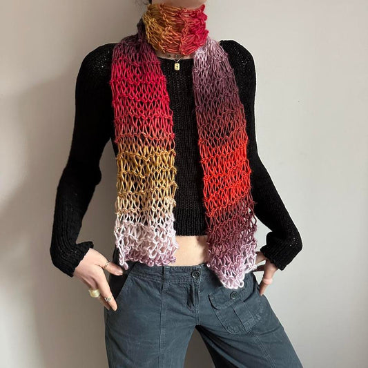 Handmade loose knit scarf in Fusion ombré colourway