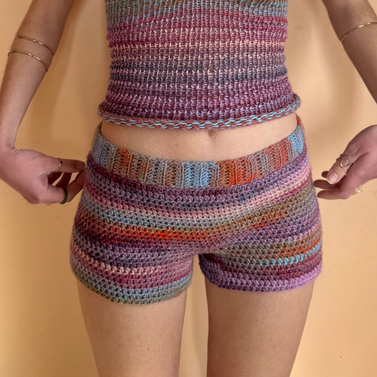 Handmade  ombré striped crochet shorts