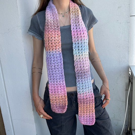 Handmade pastel shades ombré crochet scarf