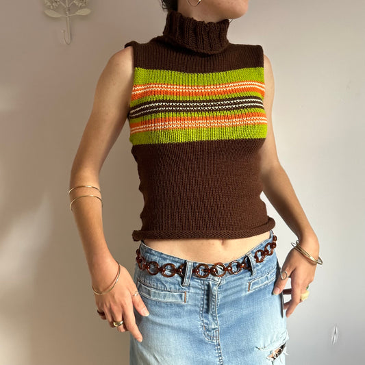 The Linea Vest - striped turtleneck knit vest
