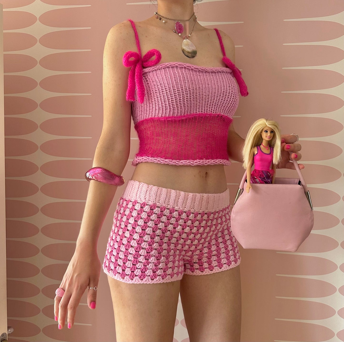 The Barbie Shorts 🎀 - handmade pink crochet shorts