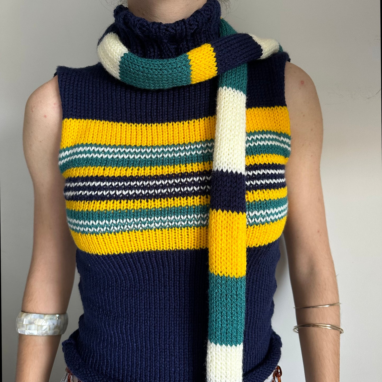 The Nova Vest - striped turtleneck knit vest