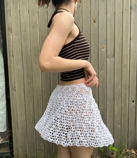 Handmade lace crochet rara skirt in white