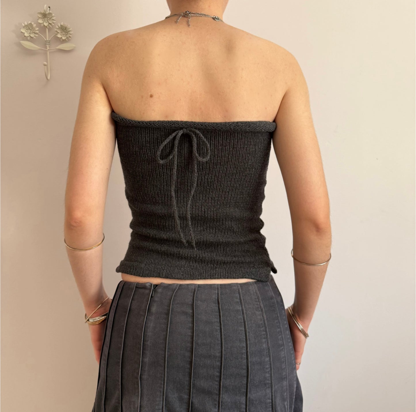 The Random Button Tank Top - charcoal grey