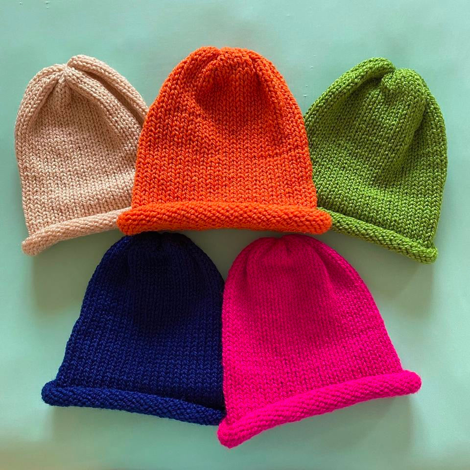 Handmade knitted beanie hats - choose your colour