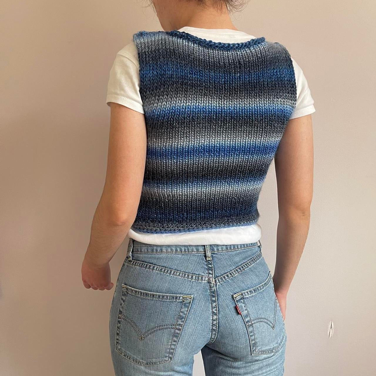 The Blue Daze Vest - handmade knitted sweater vest