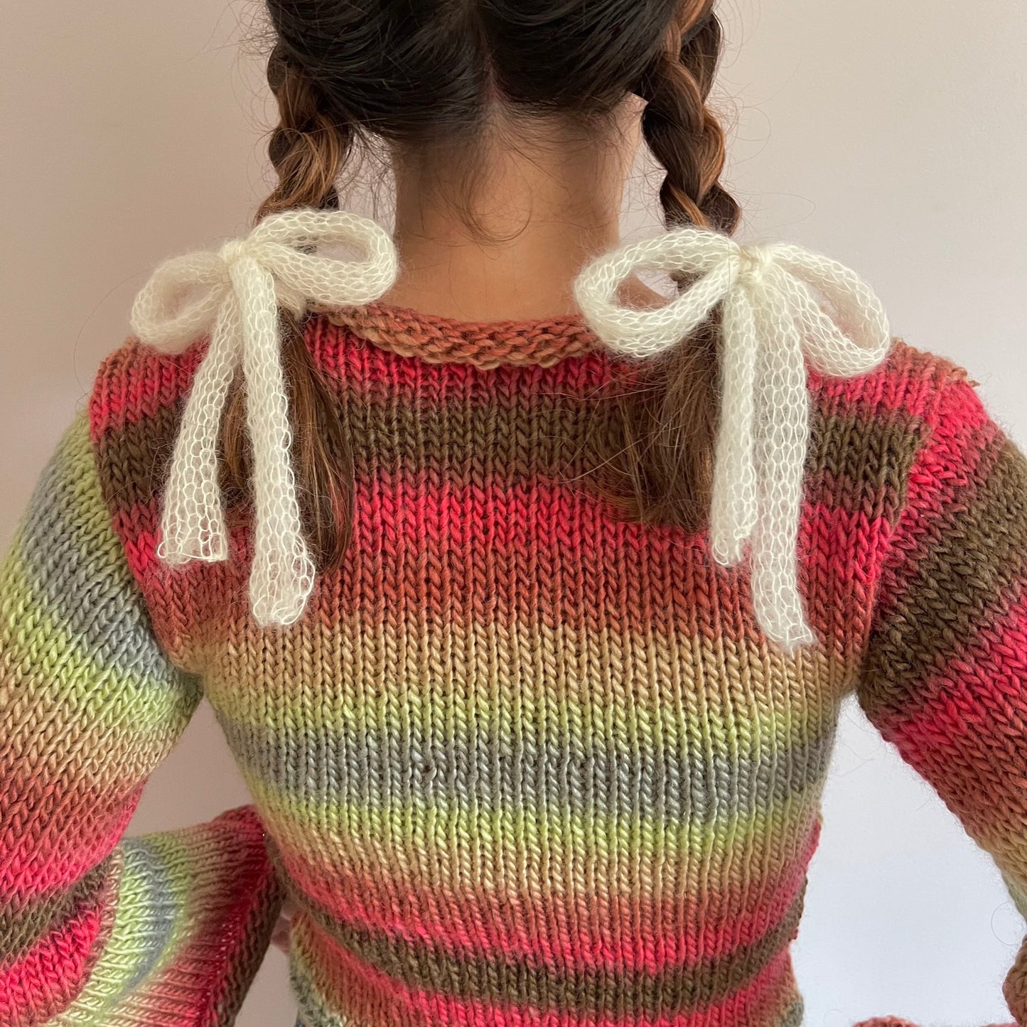 x2 handmade knitted mohair hair bows (pair) - 5 COLOUR OPTIONS