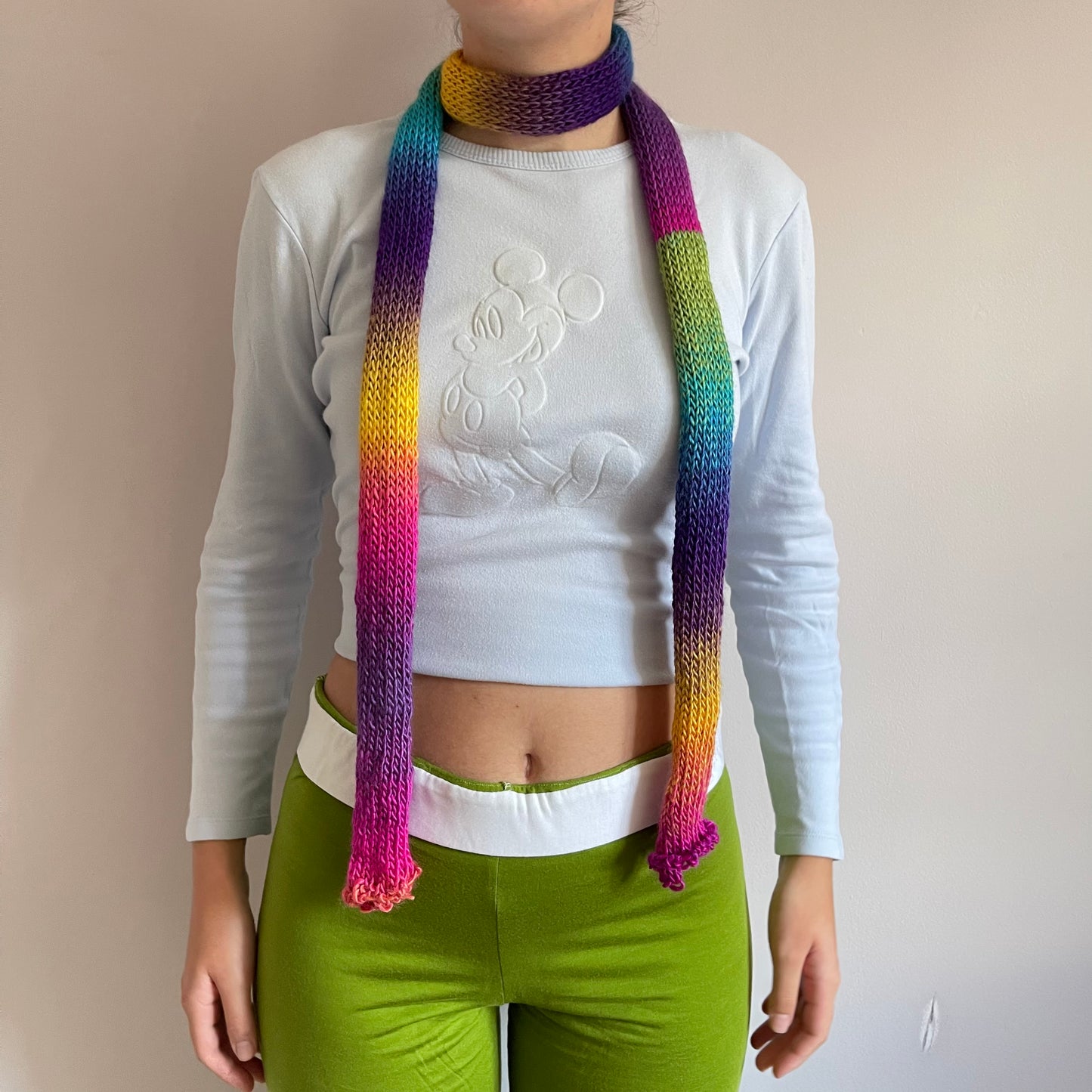 Handmade knitted ombré skinny scarf - Sunshine colourway