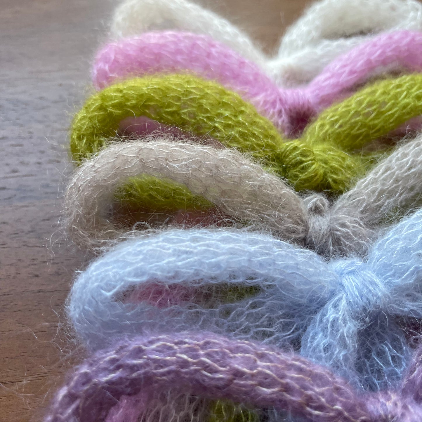 x2 handmade knitted mohair hair bows (pair) - 5 COLOUR OPTIONS