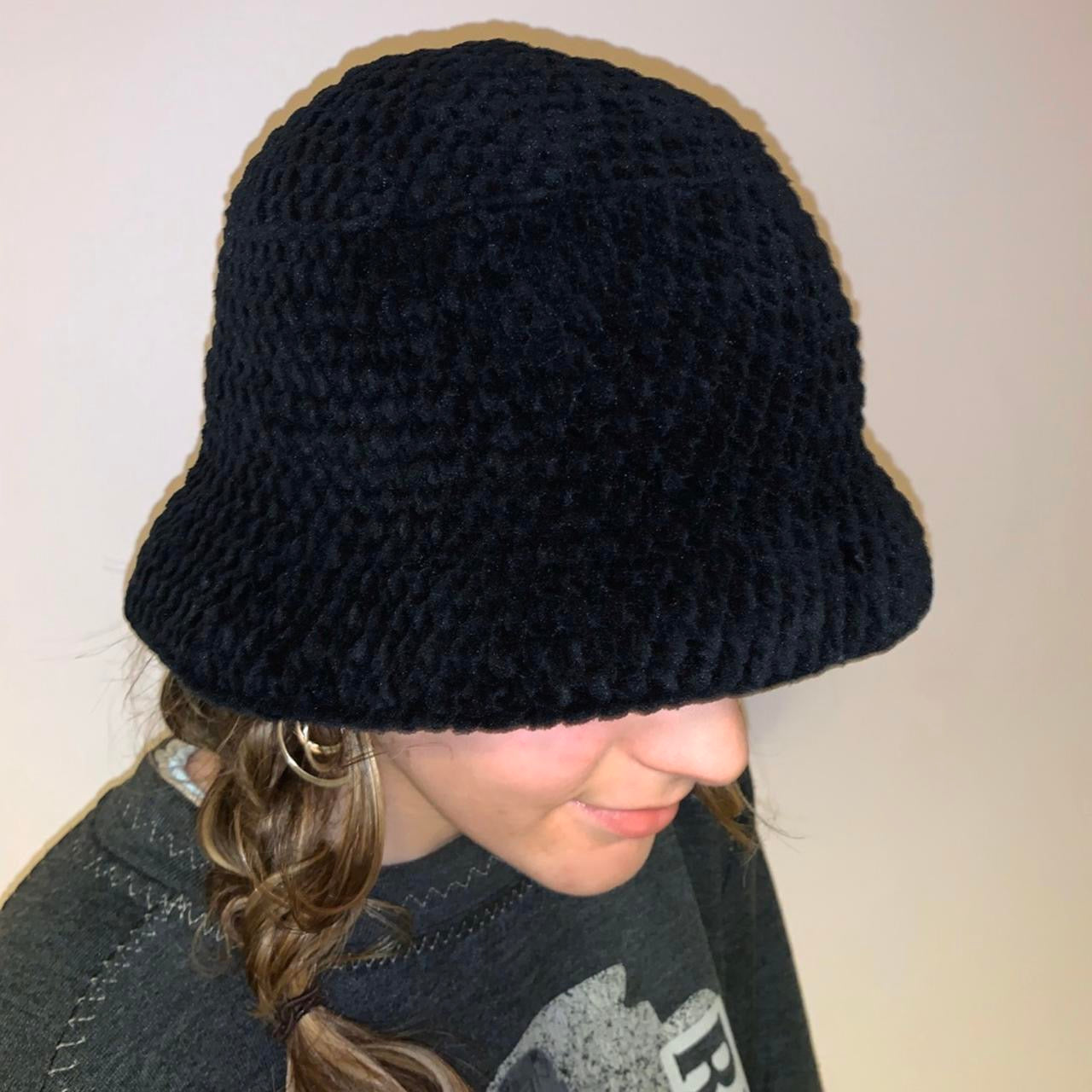 Handmade crushed velvet crochet bucket hats - CHOOSE YOUR COLOUR