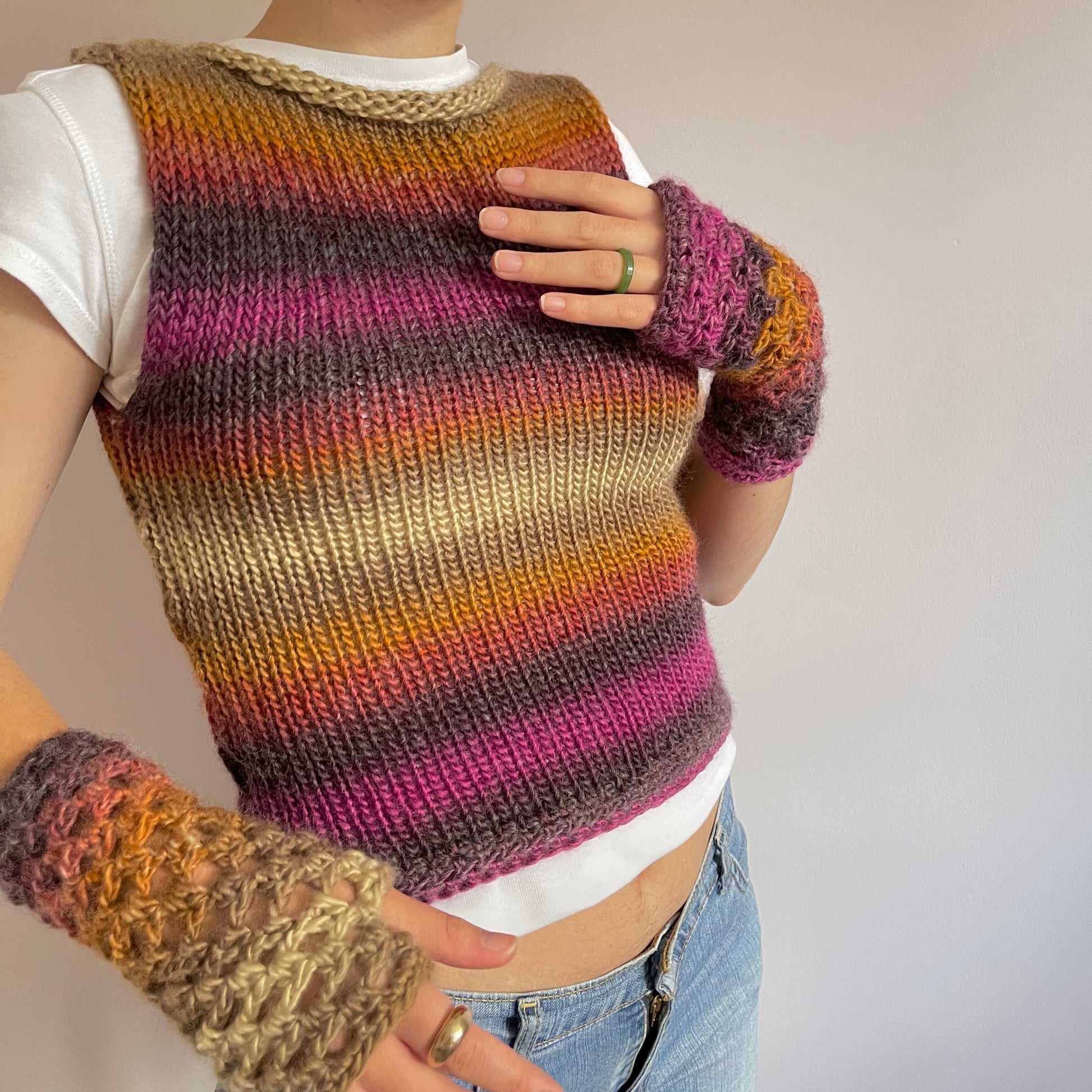 Handmade Sunset Shades crochet fishnet hand warmers – Yarns Truly Shop