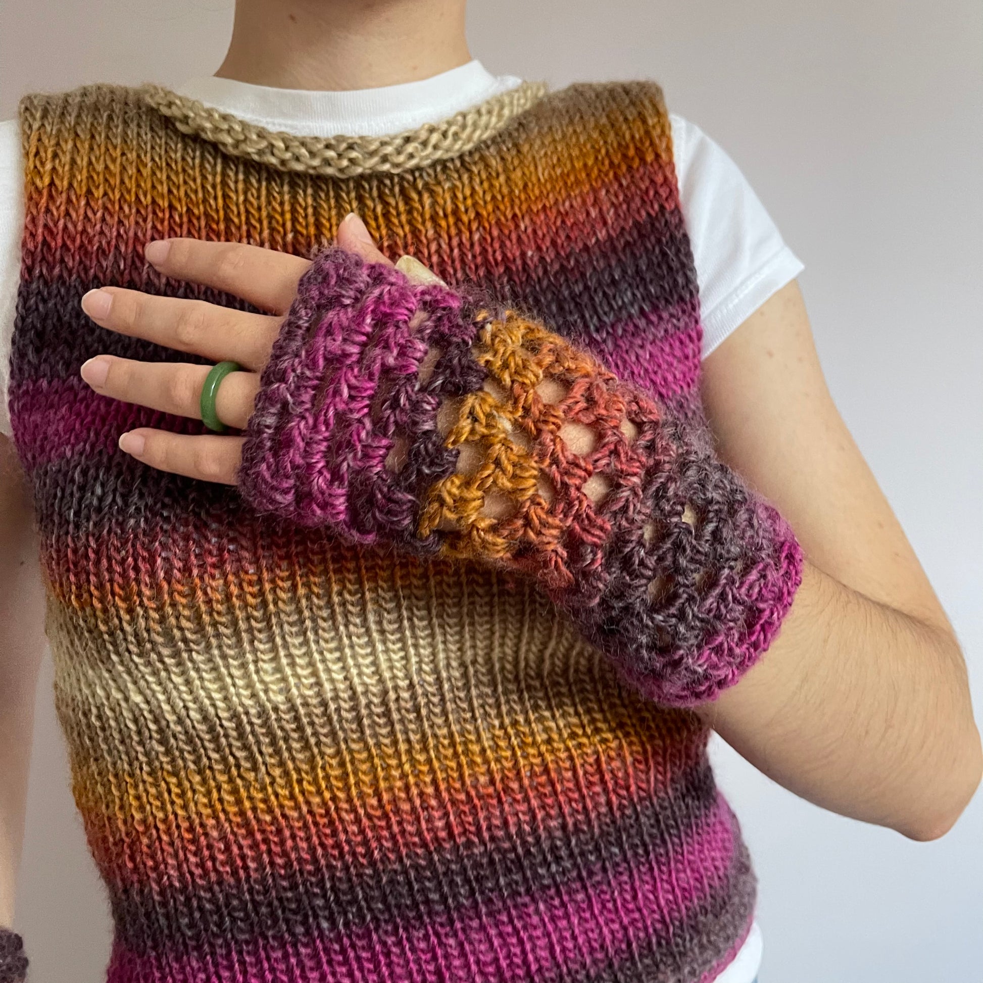 Handmade Sunset Shades crochet fishnet hand warmers – Yarns Truly Shop