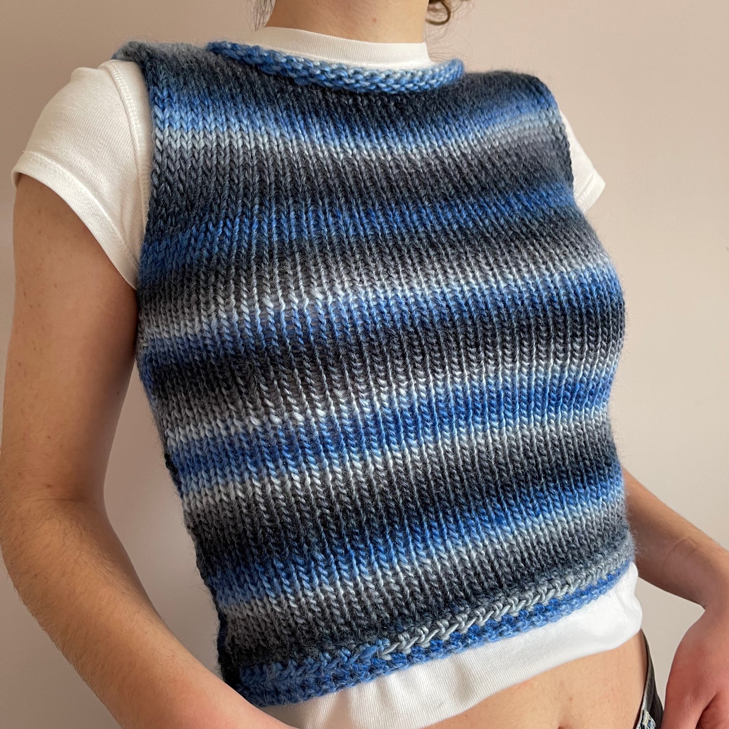 The Blue Daze Vest - handmade knitted sweater vest