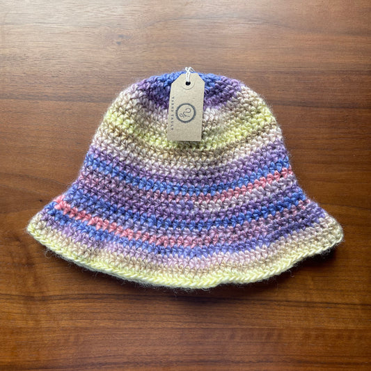 Handmade crochet bucket hat in Candy shades