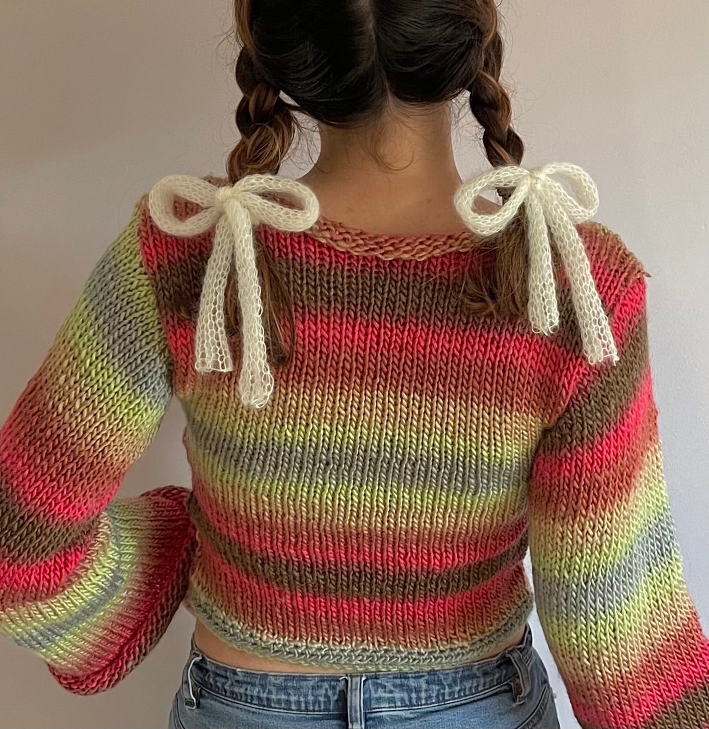 Handmade knitted mohair hair bow (x1)