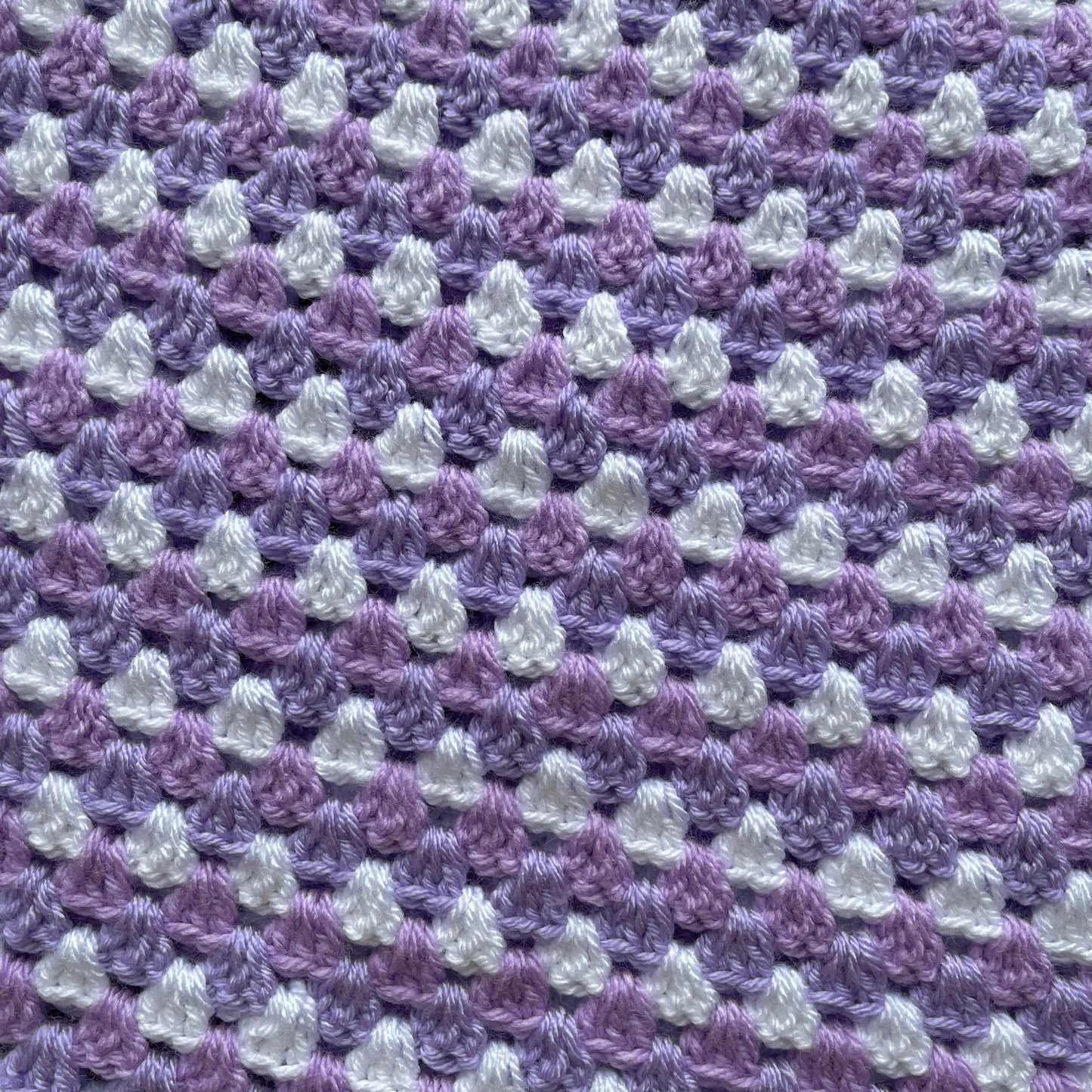 Handmade retro crochet mini skirt in lilac and white