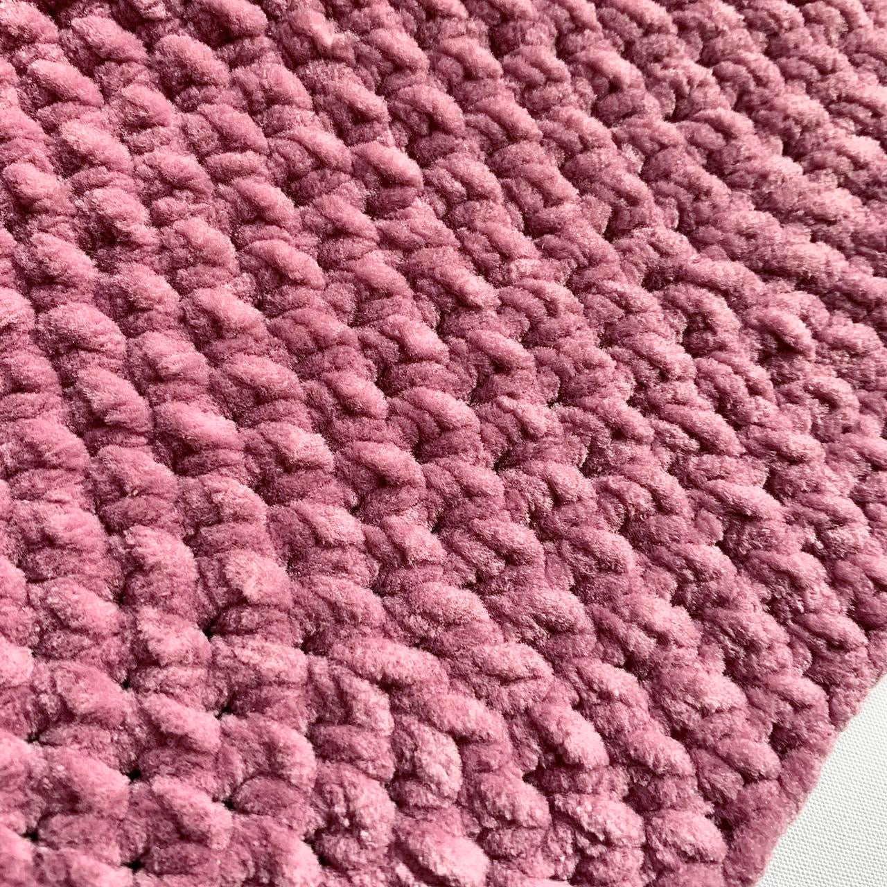 Handmade crushed velvet crochet bucket hat in dark pink