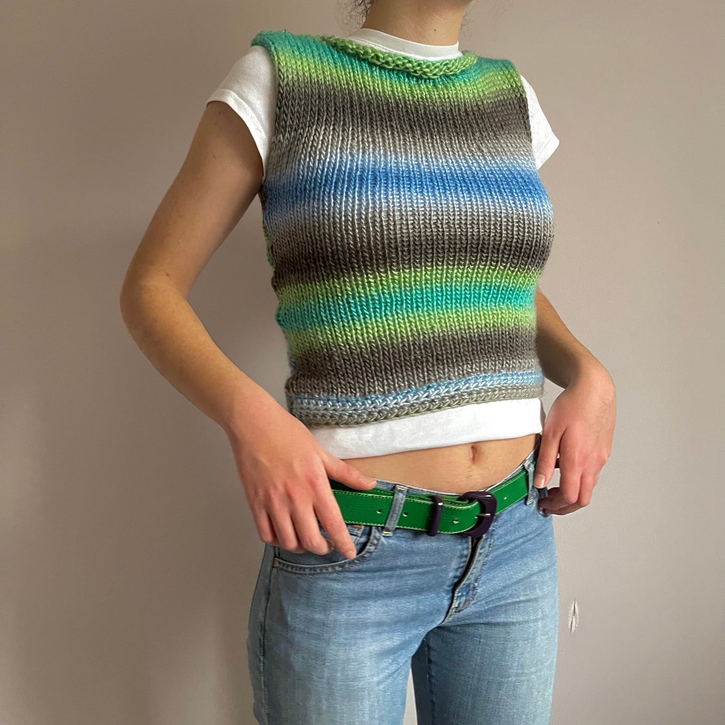 The Ocean Shades Vest - handmade knitted sweater vest