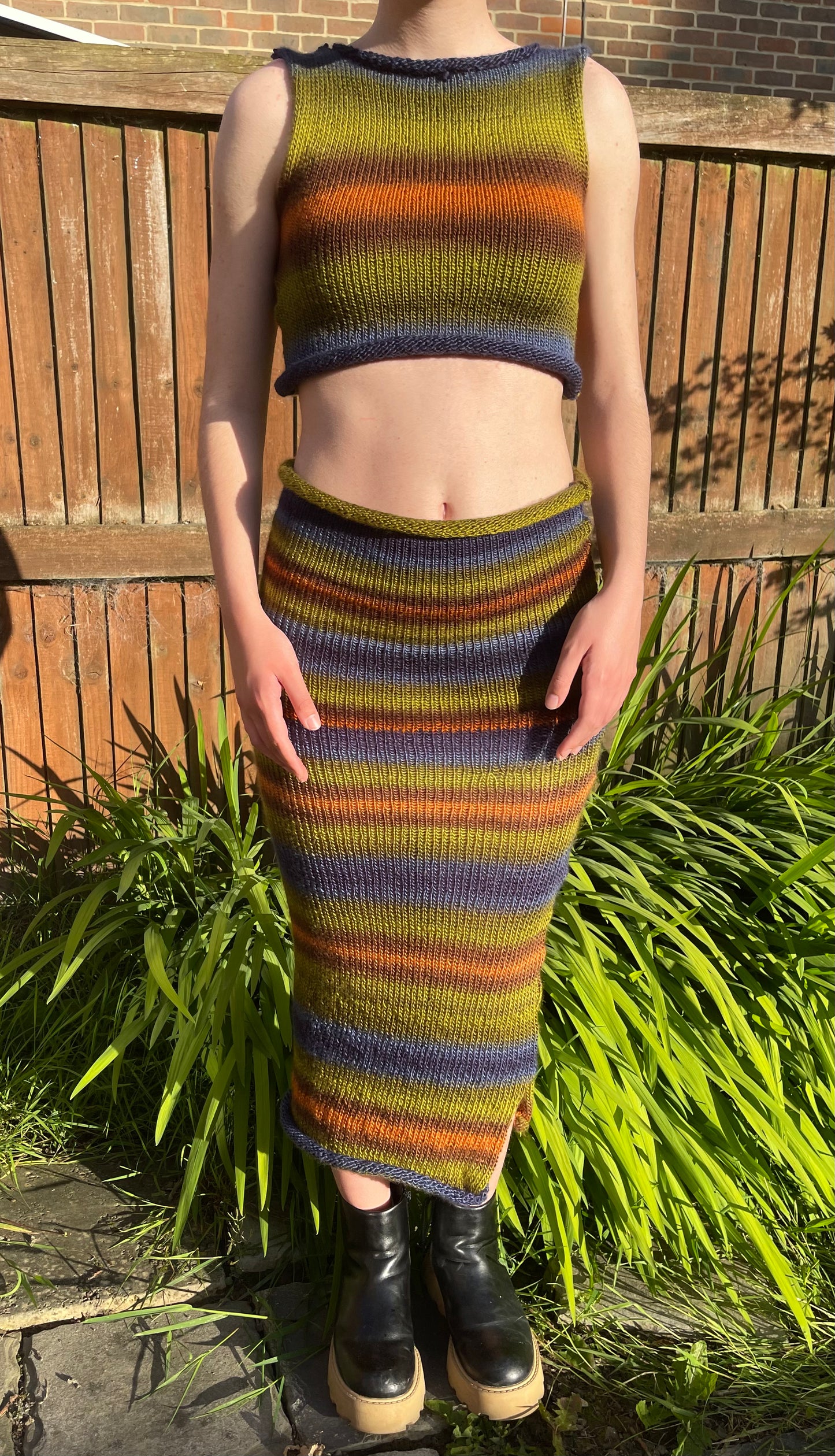 The Aspen Maxi Skirt - handmade knitted ombré maxi skirt with side slit