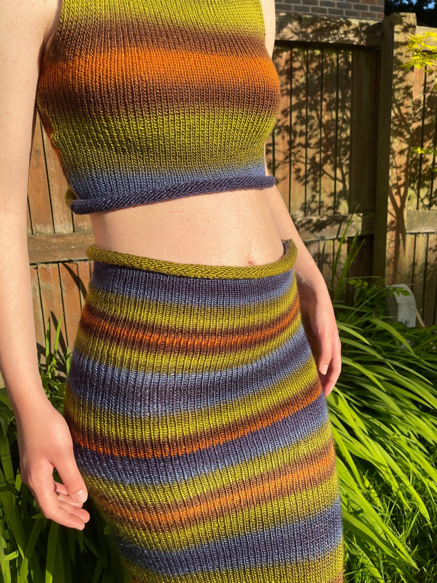 The Aspen Set - handmade knitted ombré vest and maxi skirt with side slit